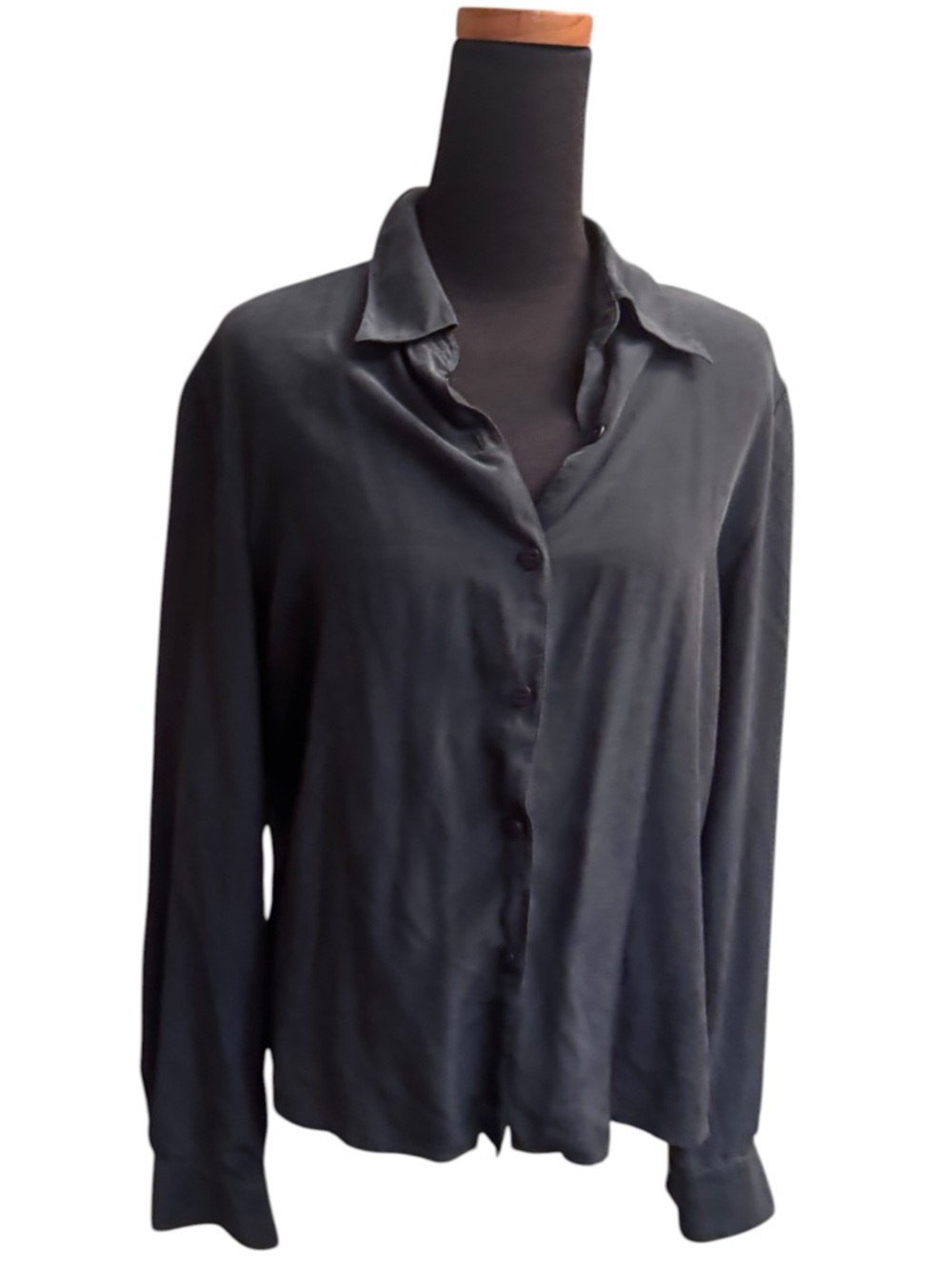 100% SILK VIA SETA Black Button Up Blouse Women’s Size Small